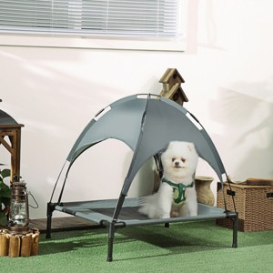 LAOTIES 30'' Elevated Dog Bed with Canopy,Portable Outdoor Pet Cot,Breathable Mesh,UV Protection,Sturdy Frame For Medium Dogs - 1 of 4