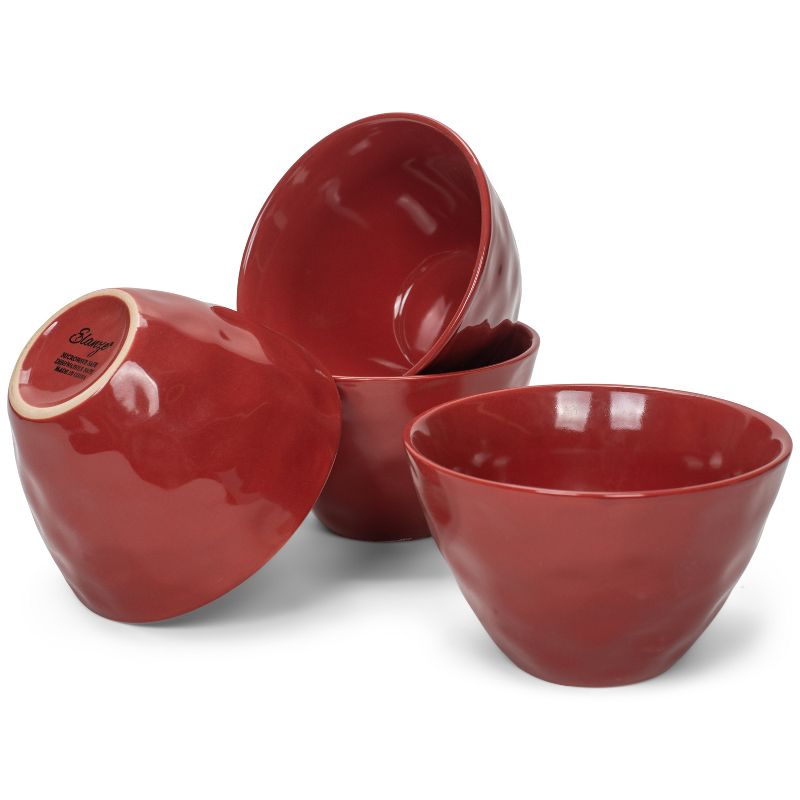 Elanze Designs Dimpled Ceramic 5.5 inch Contemporary Serving Bowls Set of 4, Red, 4 of 7