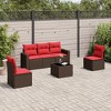 vidaXL 6 Piece Patio Sofa Set with Cushions Brown Poly Rattan - 2 of 4