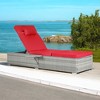Mshliw Outdoor Chaise Lounge Chair Set of 2 with Adjustable Backrest and Cushions for Poolside, Garden, Patio, Beach - Gray Rattan with Red Cushions - 4 of 4