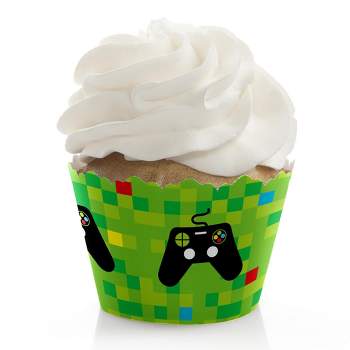 Big Dot of Happiness Game Zone - Pixel Video Game Party or Birthday Party Decorations - Party Cupcake Wrappers - Set of 12