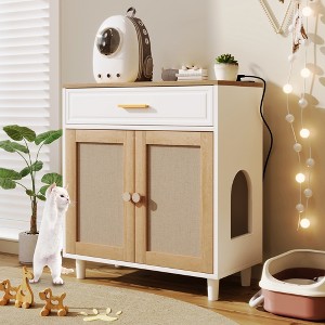 Cat Litter Box Enclosure with Drawer, Hidden Litter Box Furniture Cabinet, Multi-Functional Pet House, Cat Washroom Decorative Side End Table - 1 of 4
