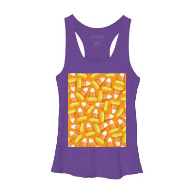 Women's Design By Humans Halloween Candy Corn By NewburyBoutique Racerback Tank Top