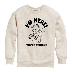 Boys' - Garfield - I'm Here Youre Welcome Graphic Long Sleeve Fleece Sweatshirt - 1 of 4