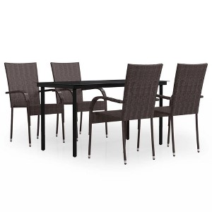 vidaXL Patio Dining Set Outdoor Dining Set Table and Chair Set for Garden - Brown and Black 55.1" Table Length 4 Items - 1 of 4