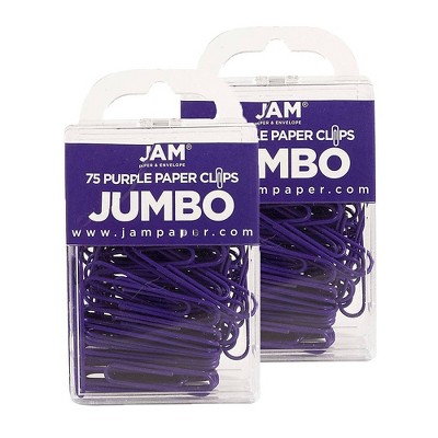 JAM Paper Colored Jumbo Paper Clips Large 2 Inch Purple Paperclips 42186879A