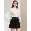 INSPIRE CHIC Women's Faux Suede Faux Leather Waist A-Line Mini Skirts - 2 of 4
