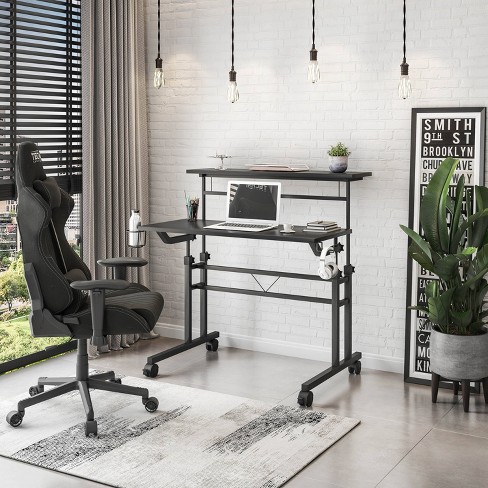 Modern L Shaped Desk With Hutch Gray - Techni Mobili : Target