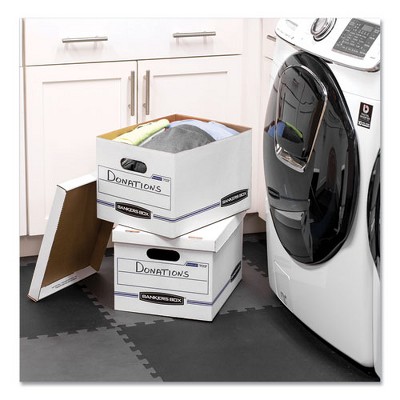 White and Blue EasyLift Letter Size Storage Box with Lid