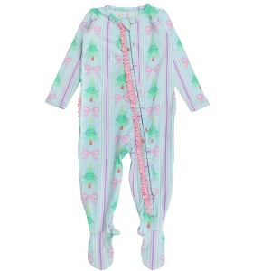 RuffleButts Modal Blend Baby Girls Ruffle One Piece Footie Pajamas - 1 of 2
