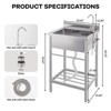 Utility Sink, Stainless Steel Commercial Double Bowl - Freestanding with Hot/Cold Water Pipe, Workbench, Undershelf for Restaurant, Garage - 3 of 4