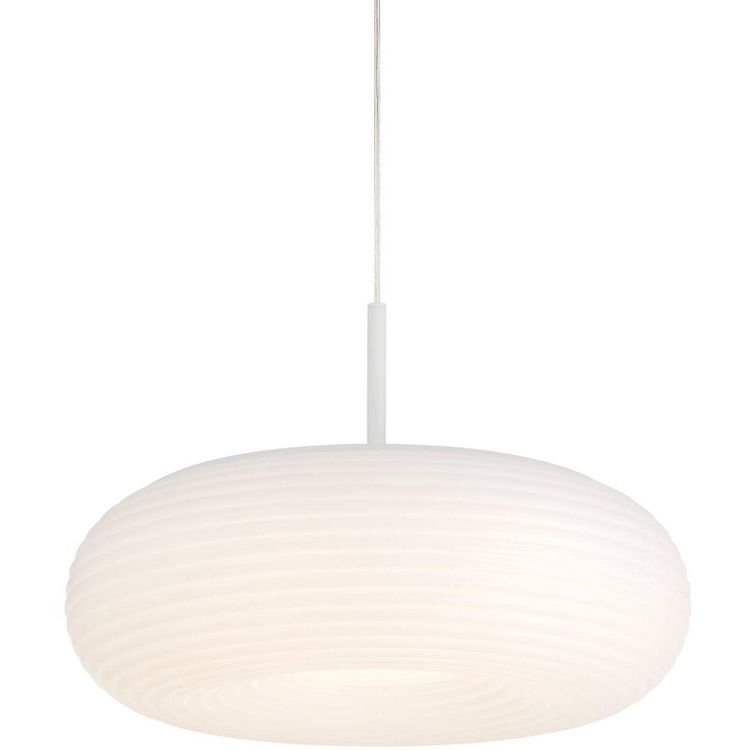 Possini Euro Design Sandringham 20" Modern Pendant Ceiling Light Fixture Dining Room Over Table Kitchen Island Hanging LED Sanded White Finish Metal, 1 of 7