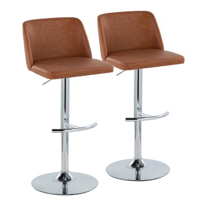 LumiSource Set of 2 Toriano Adjustable Swivel Barstools