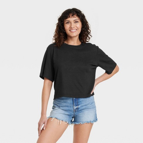 Women's Linen Boxy Short-Sleeve T-Shirt - Universal Thread™ - image 1 of 3