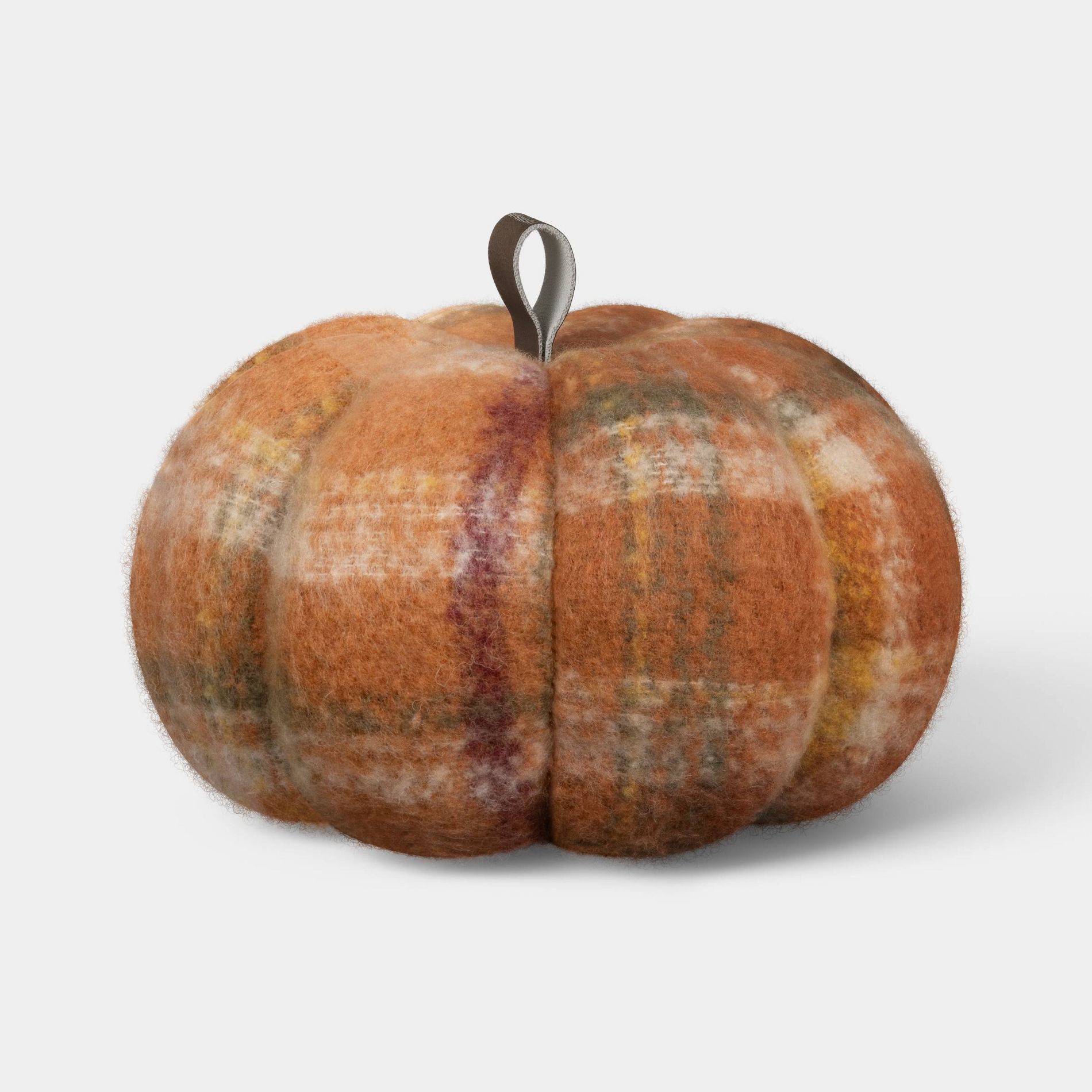 Plaid Faux Mohair Shaped Pumpkin Throw Pillow Orange - Threshold™