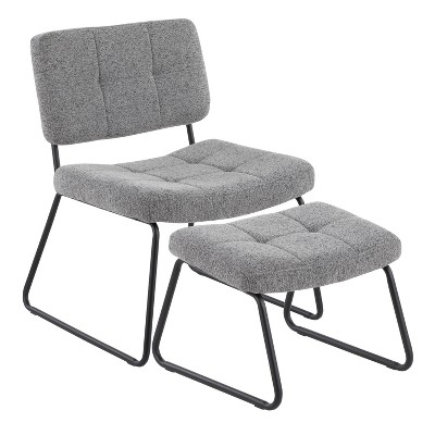 Stout Chair and Ottoman Set Polyester/Steel Black/Light Gray - LumiSource