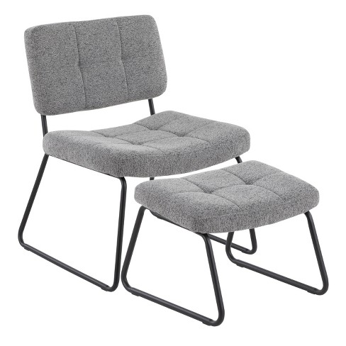 Stout Chair And Ottoman Set Polyester, Light Grey Chair With Ottoman