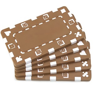 Slickblue European-Style Rectangular Poker Plaques 5-Pack, Non-Denominated, Suited Pattern, 32g, Brown - 1 of 3