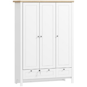 HOMCOM 3 Doors Armoire Wardrobe Closet with 2 Drawers, 69" Clothing Storage Cabinet with Lockable Large Drawer and Hanging Rod for Bedroom - 1 of 4