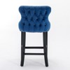 DOMETOUR Velvet Upholstered Wing-Back Barstools with Button Tufted DecorationBand Chrome Nailhead Trim Leisure Style Bar Chair Set of 2 - 4 of 4