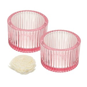 Unique Bargains Centerpiece Decor Round Ribbed Votive Glass Tea Light Holders - 1 of 4