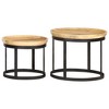 vidaXL Round Side Tables 2 pcs Solid Mango Wood and Steel - 3 of 4