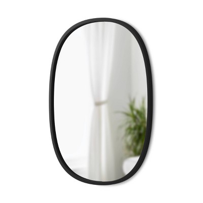 Sleek Modern Oval Hub Wall Mirror 18"x24" in Black