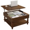 Sapphtopaz 31.5" Wooden Lift Top Coffee Table with 2-Tier Storage Square Center Table with Hidden Compartment Fluted Coffee Bar for Living Room - 2 of 4