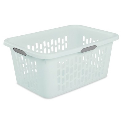 Sterilite Laundry Basket, Plastic Clothes Hamper, Large Rectangle Bin with Comfort Grip Handles and Reinforced Rim, 2 Bushel Capacity, Mint, 24 Pack