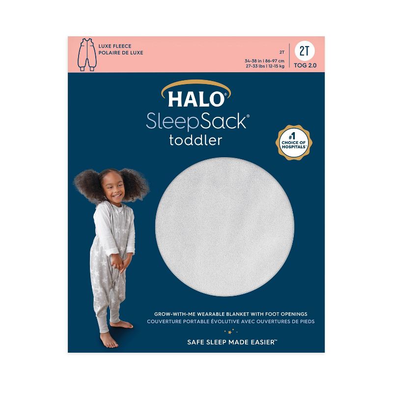 HALO Innovations Sleepsack 100% Cotton Micro Fleece Toddler Wearable Blanket - Gray Polar, 4 of 6