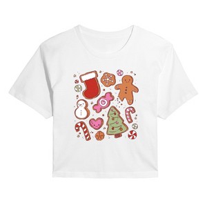 Women's - Instant Message - Kawaii Christmas Treats Cropped Graphic T-Shirt - 1 of 4