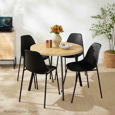 Black Round Mid-Century Modern Dining Table with MDF Top