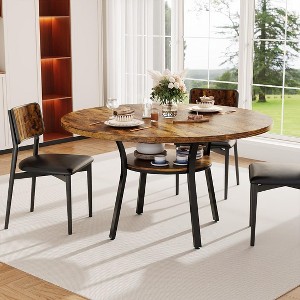 GustoWave 47" Round Dining Table for 4, Kitchen & Dining Room Table with Storage Shelf - 1 of 2
