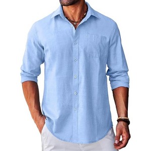 COOFANDY Men's Long Sleeve Button Down Casual Untucked Regular-Fit Oxford Dress Shirts - 1 of 4