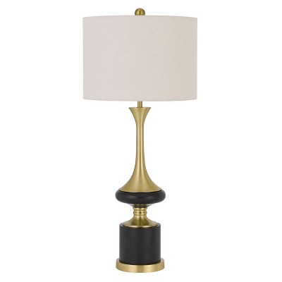 33.5" Kevil Metal Table Lamp with Drum Shade Antique Brass - Cal Lighting