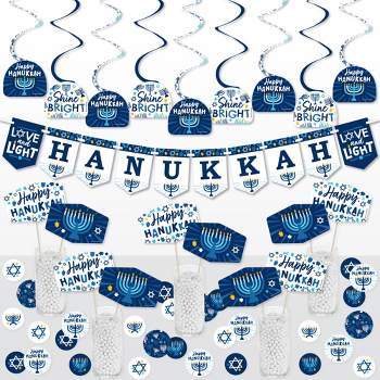 Big Dot of Happiness Hanukkah Menorah - Chanukah Holiday Party Supplies Decoration Kit - Decor Galore Party Pack - 51 Pieces