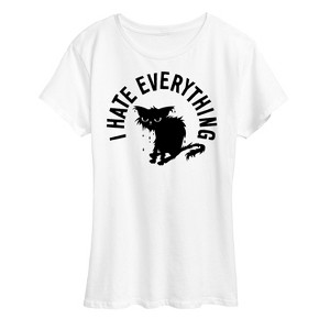 Women's - Instant Message - I Hate Everything Cat Short Sleeve Graphic T-Shirt - 1 of 4