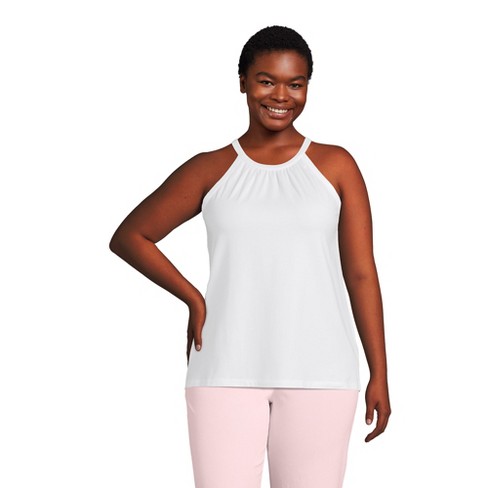 Lands' End Women's Plus Size Light Weight Jersey Halter Neck Tank Top - 2x  - White : Target