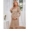 YesFashion Women Long Sleeve Maternity Nursing Dress Casual V Neck Breastfeeding Ribbed Knit Belt Pregnancy Dresses - 4 of 4
