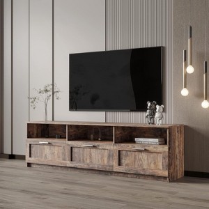 80 Inch Modern Minimalist TV Stand with 3 Open storage spaces, 3 drawers, entertainment center for living room bedroom espresso - 1 of 4