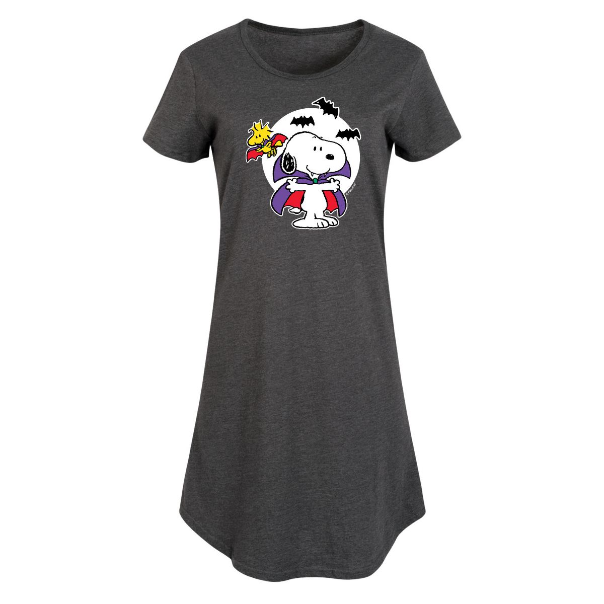Women's - Peanuts - Snoopy Woodstock Vampire Graphic T-shirt Dress - thumbnail 7