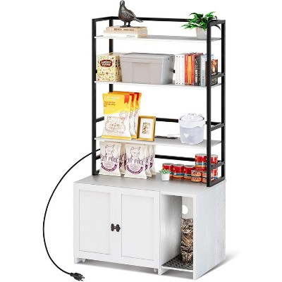 Acekool Hidden Cat Litter Cabinet - 2-in-1 Enclosure with Storage & Charging