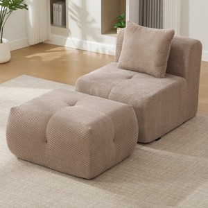 Hrinhom 31.1"W Modern Sponge Compression Sofa with Ottoman,No Assembly - 1 of 4