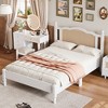 NicBex Full/Queen Size Vintage Platform Bed Frame with Natural Rattan Headboard and Footboard,No Box Spring Needed,Solid Pine Wood,White - 2 of 4