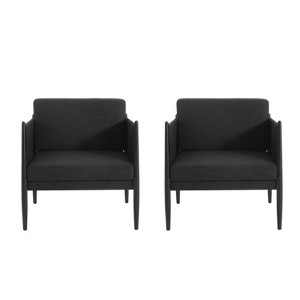 GDFStudio Elowen Outdoor Aluminum Club Chairs with Pencil Legs (Set of 2), Black - 1 of 4