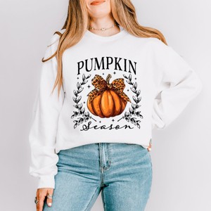 Simply Sage Market Pumpkin Season Leopard Bow Sweatshirt - 1 of 4