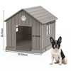CAVINAS  Weatherproof Outdoor Dog House, 31" Ventilated Pet Shelter with Elevated Floor & Ground Anchors,Light Brown - 4 of 4