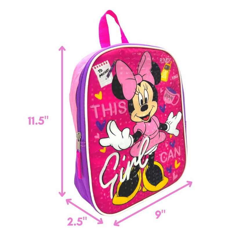 Disney Minnie Mouse Mini Backpack Set for Girls & Toddlers with Journal Notebook and Pen - 12 Inch, Pink, 3 of 10