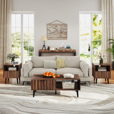 walnut coffee table nightstand set