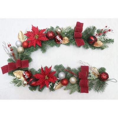 6FT Christmas Wreath with Lights, Pre-assembled Outdoor Christmas Wreath, Christmas Decorations for Fireplace, Stairs, Windows, Home, Apartment